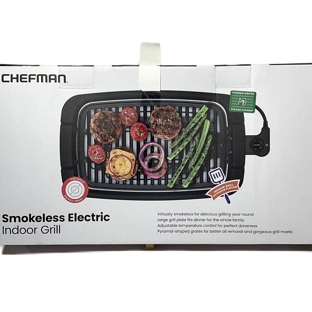 Chefman 19x15 Smokeless Electric Indoor Grill with Pyramid Style Plates